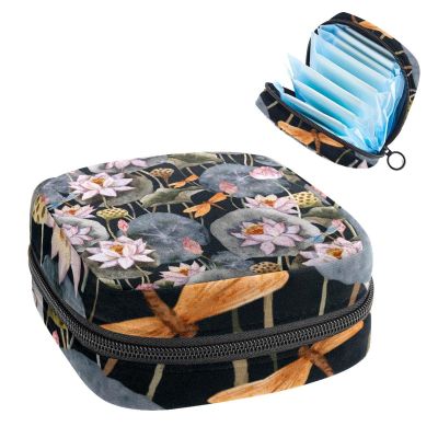 Period Pouch Portable Tampon Storage Bag,Tampon Holder for Purse Feminine Product Organizer,Retro Flower