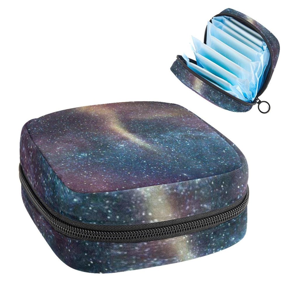 Space Starry Sky Milky Way,Period Pouch Portable,Tampon Storage Bag,Tampon Holder for Purse Feminine Product Organizer