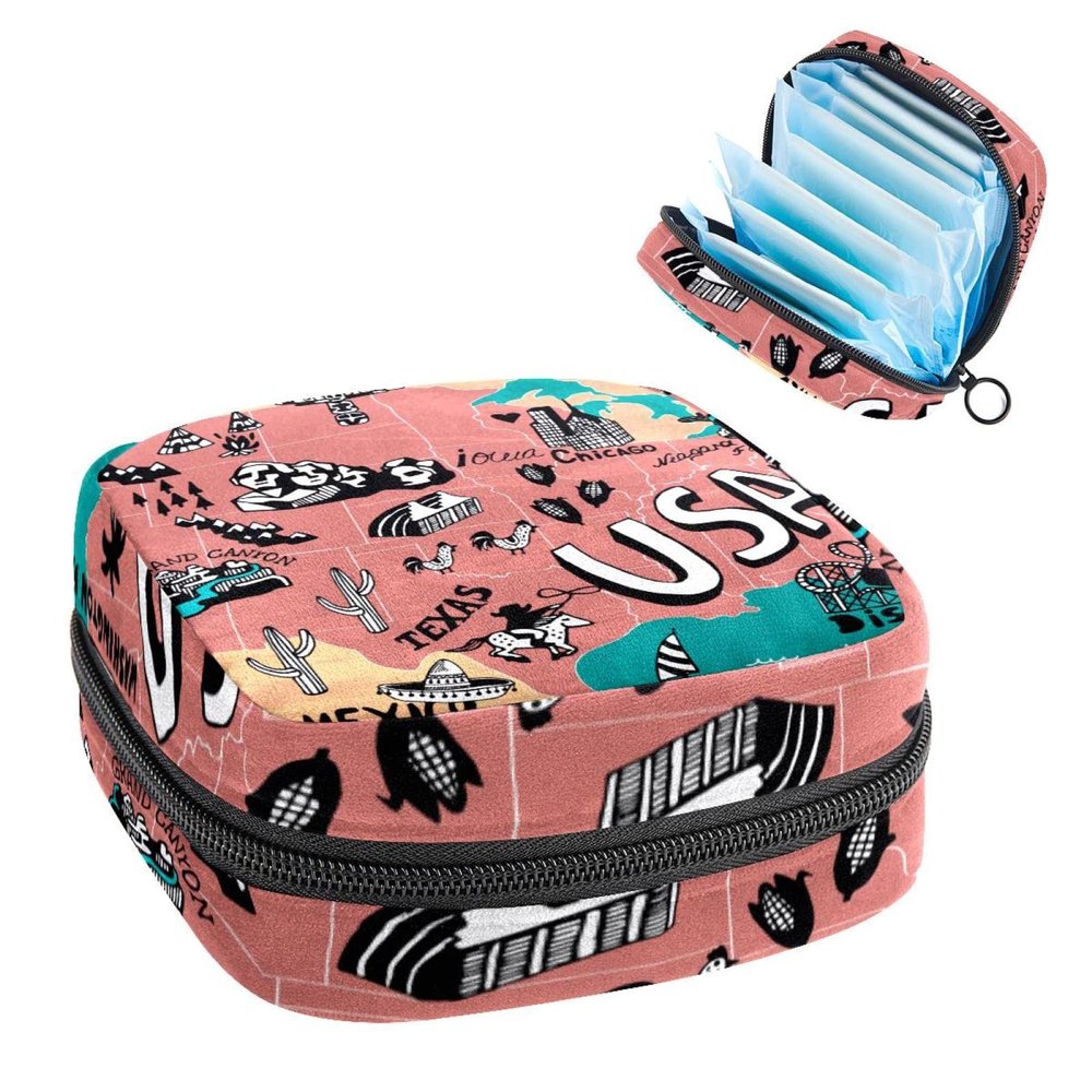 AmericamapFamous,Period Pouch Portable,Tampon Storage Bag,Tampon Holder for Purse Feminine Product Organizer