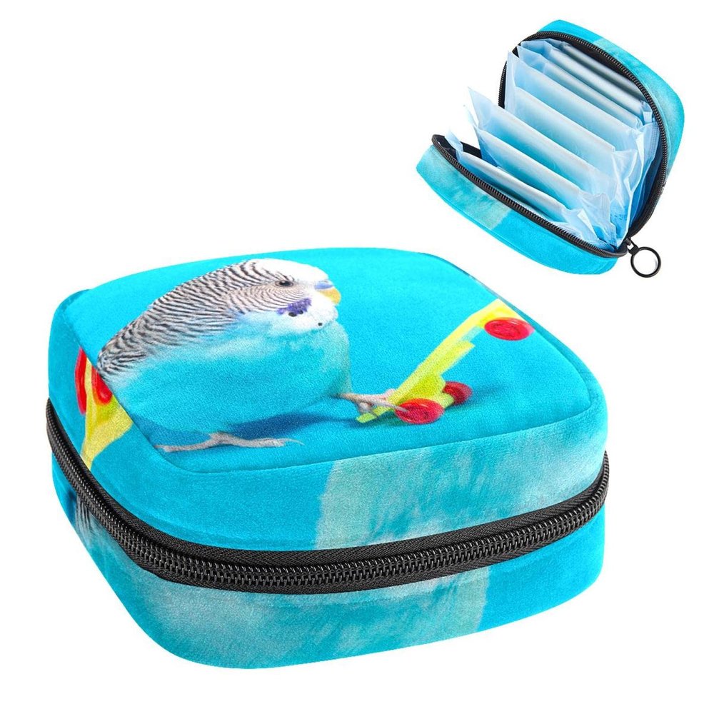Sanitary Napkin Storage Bag,Portable Sanitary Napkin Storage Pouch,Budgies Melopsittacus Budgerigar