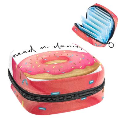 Period Pouch Portable Tampon Storage Bag,Tampon Holder for Purse Feminine Product Organizer,Donut Pink Print