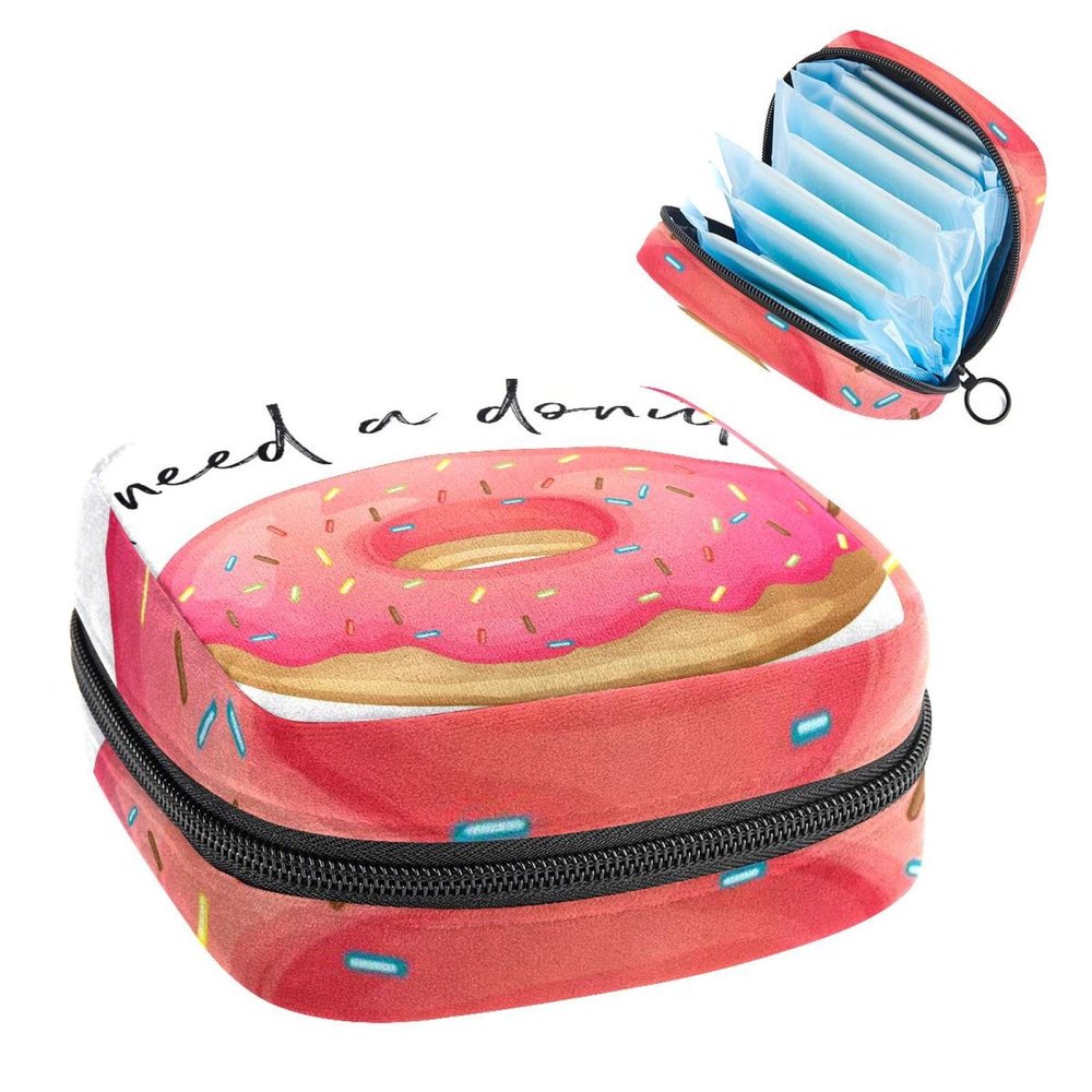 Period Pouch Portable Tampon Storage Bag,Tampon Holder for Purse Feminine Product Organizer,Donut Pink Print