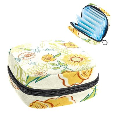 Hand Paint Floral Pattern Leaves,Period Pouch Portable,Tampon Storage Bag,Tampon Holder for Purse Feminine Product Organizer