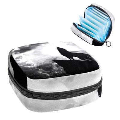 Wolf Moon,Period Pouch Portable,Tampon Storage Bag,Tampon Holder for Purse Feminine Product Organizer