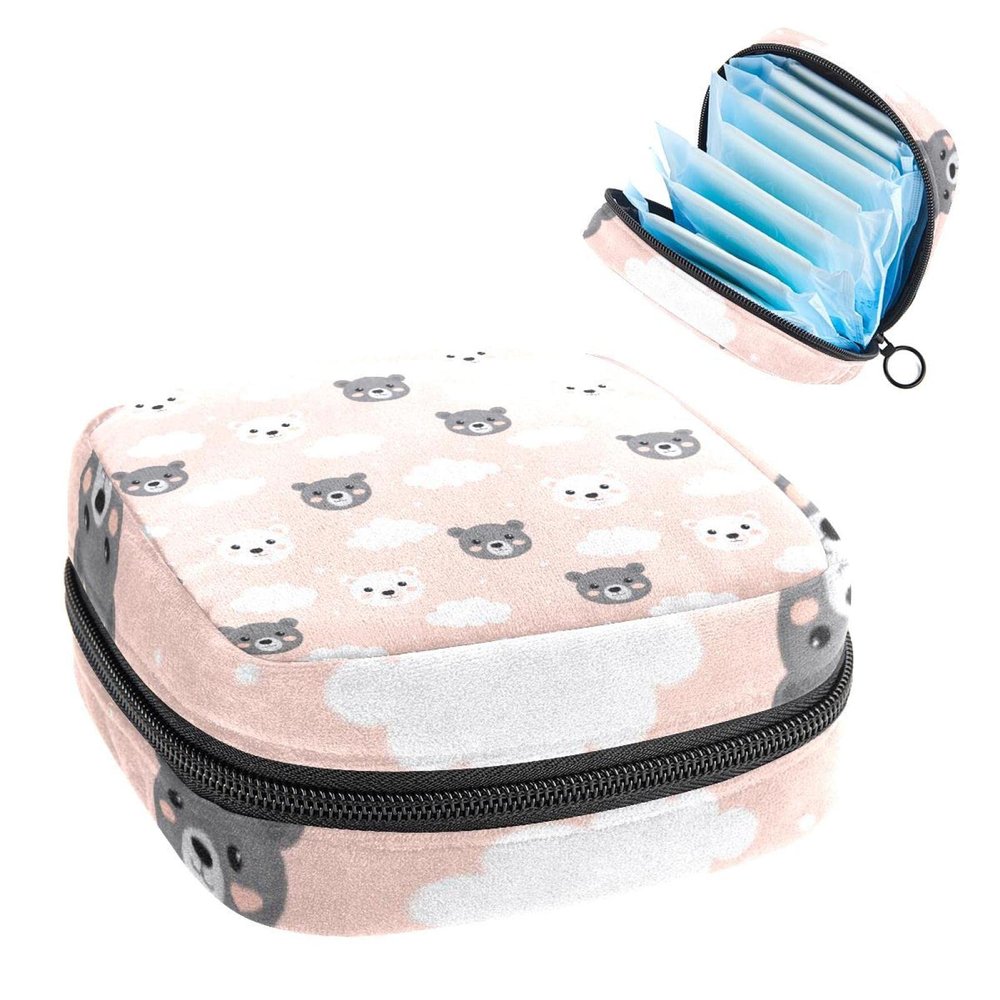 Cartoon Baby Bears,Period Pouch Portable,Tampon Storage Bag,Tampon Holder for Purse Feminine Product Organizer