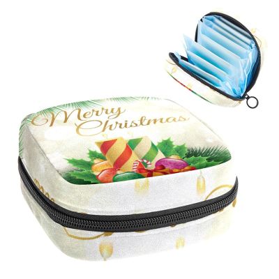Period Pouch Portable Tampon Storage Bag,Tampon Holder for Purse Feminine Product Organizer,Merry Christmas