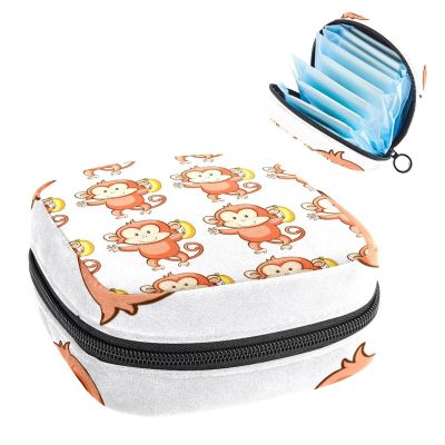 Period Pouch Portable Tampon Storage Bag,Tampon Holder for Purse Feminine Product Organizer,Cute Monkey