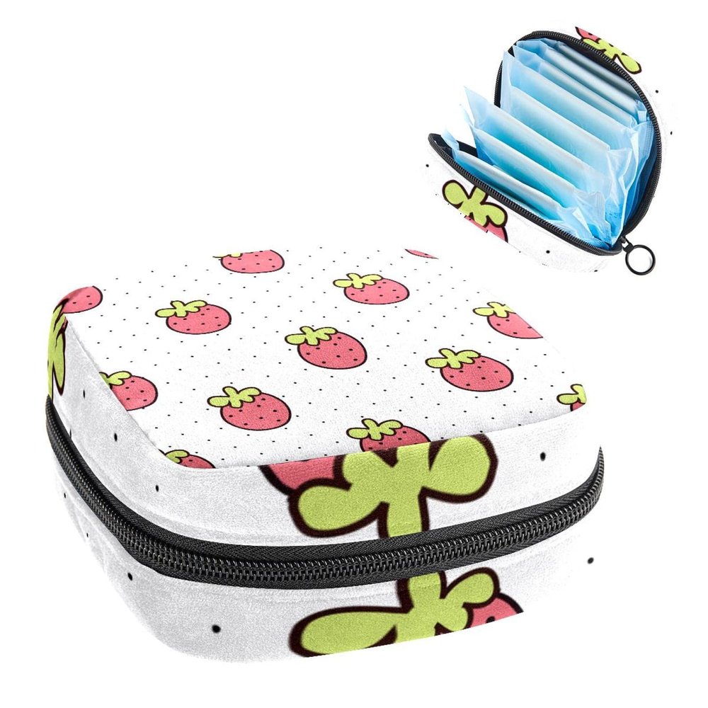 Period Pouch Portable Tampon Storage Bag,Tampon Holder for Purse Feminine Product Organizer,Strawberry
