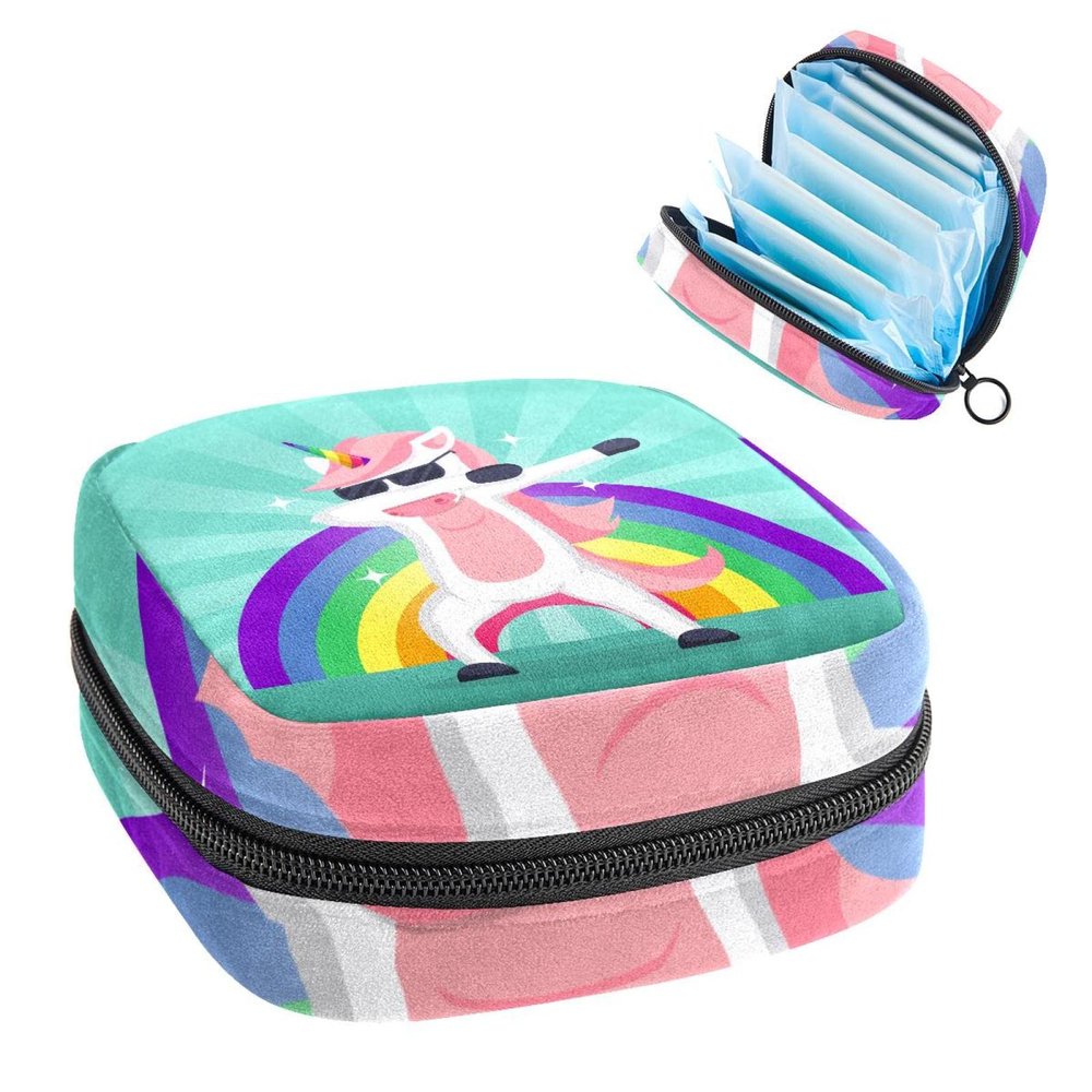 Period Pouch Portable Tampon Storage Bag,Tampon Holder for Purse Feminine Product Organizer,Funny Animal Doing Movement Dabbing