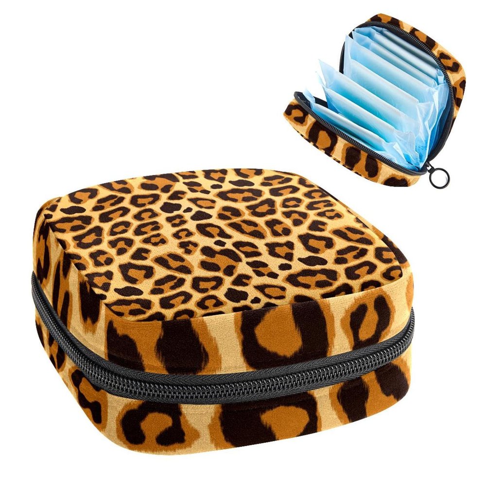 Leopard,Period Pouch Portable,Tampon Storage Bag,Tampon Holder for Purse Feminine Product Organizer