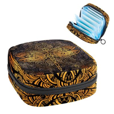Vintage Retro Dragonfly,Period Pouch Portable,Tampon Storage Bag,Tampon Holder for Purse Feminine Product Organizer