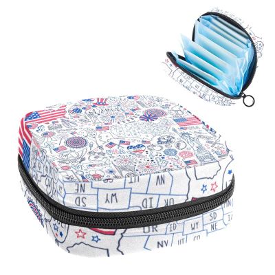 AmericaFlagBeautiful,Period Pouch Portable,Tampon Storage Bag,Tampon Holder for Purse Feminine Product Organizer