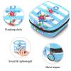 Period Pouch Portable Tampon Storage Bag,Tampon Holder for Purse Feminine Product Organizer,Hand Drawn Anchor with Flowers Blue Stripes Pattern view 3