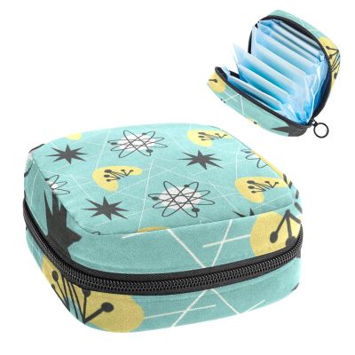 1950S Atomic Vintage,Period Pouch Portable,Tampon Storage Bag,Tampon Holder for Purse Feminine Product Organizer