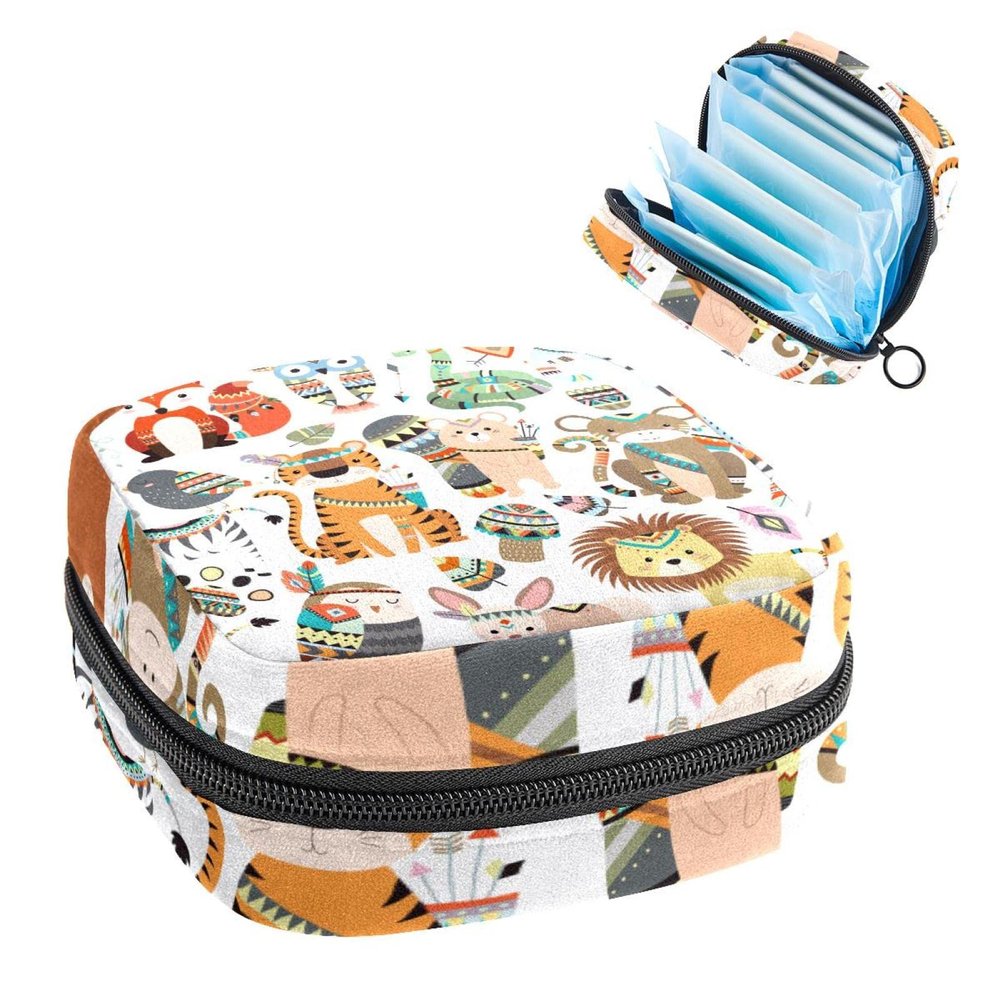 Period Pouch Portable Tampon Storage Bag,Tampon Holder for Purse Feminine Product Organizer,Animal