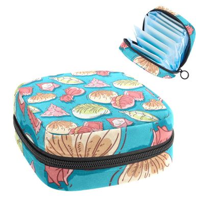 Cute Chinese Colorful Dumpling Pattern,Period Pouch Portable,Tampon Storage Bag,Tampon Holder for Purse Feminine Product Organizer