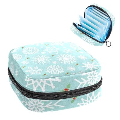 Snowflakes,Period Pouch Portable,Tampon Storage Bag,Tampon Holder for Purse Feminine Product Organizer
