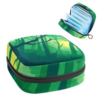 Abstract Forest,Period Pouch Portable,Tampon Storage Bag,Tampon Holder for Purse Feminine Product Organizer