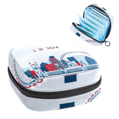 London Building,Period Pouch Portable,Tampon Storage Bag,Tampon Holder for Purse Feminine Product Organizer