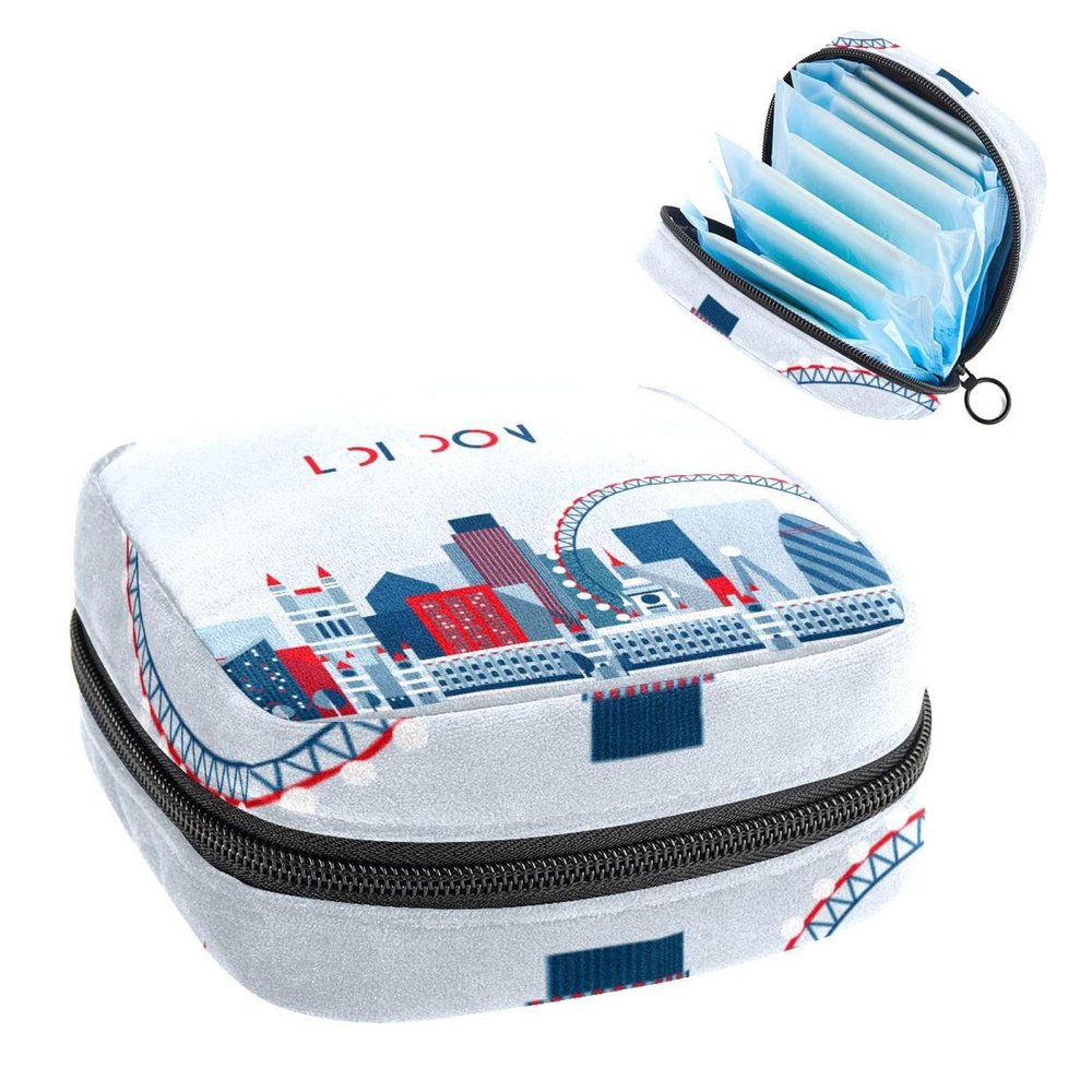 London Building,Period Pouch Portable,Tampon Storage Bag,Tampon Holder for Purse Feminine Product Organizer