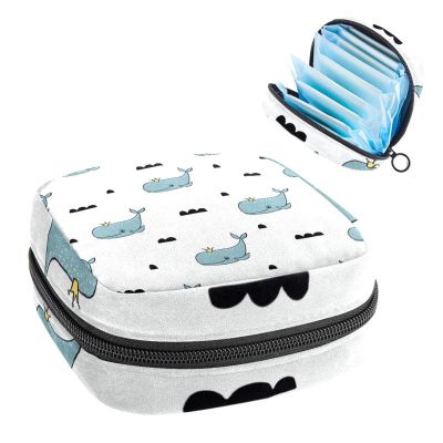 Whale Grey,Period Pouch Portable,Tampon Storage Bag,Tampon Holder for Purse Feminine Product Organizer