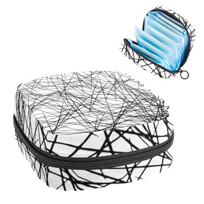 Asymmetrical Texture with Chaotic Lines Abstract Geometric Pattern,Period Pouch Portable,Tampon Storage Bag,Tampon Holder for Purse Feminine Product Organizer