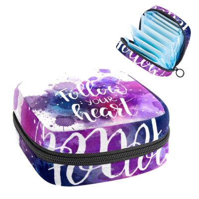 Period Pouch Portable Tampon Storage Bag,Tampon Holder for Purse Feminine Product Organizer,Follow Your Heart Watercoor