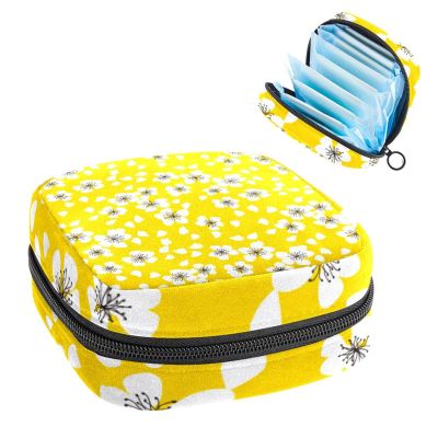 Period Pouch Portable Tampon Storage Bag,Tampon Holder for Purse Feminine Product Organizer,White Flower