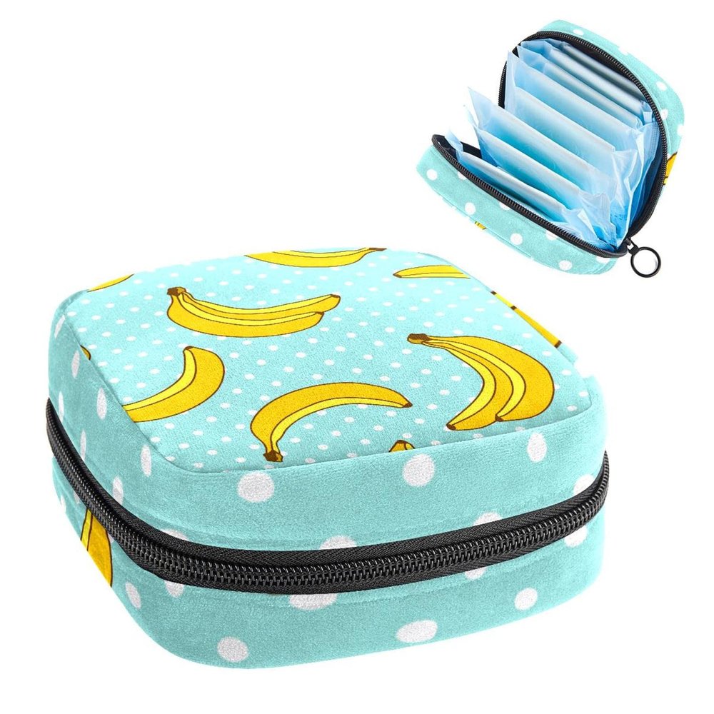 Banana and Dot,Period Pouch Portable,Tampon Storage Bag,Tampon Holder for Purse Feminine Product Organizer