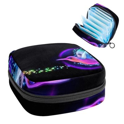3D Render Hummingbird with Stars,Period Pouch Portable,Tampon Storage Bag,Tampon Holder for Purse Feminine Product Organizer