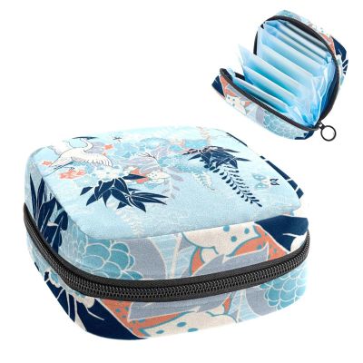 Crane Flowers,Period Pouch Portable,Tampon Storage Bag,Tampon Holder for Purse Feminine Product Organizer
