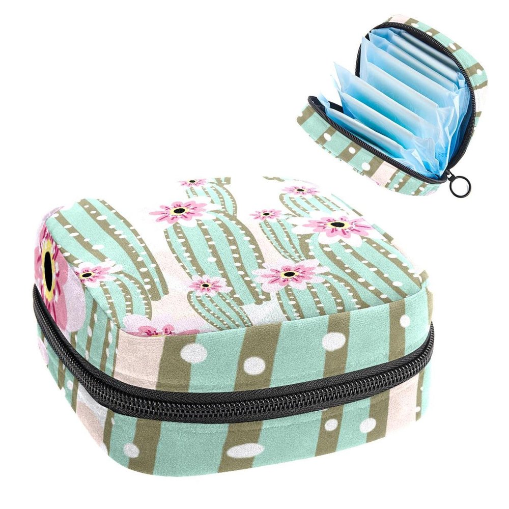 Cactus,Period Pouch Portable,Tampon Storage Bag,Tampon Holder for Purse Feminine Product Organizer