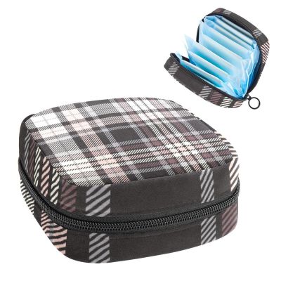 Multi Color Scottish Plaid,Period Pouch Portable,Tampon Storage Bag,Tampon Holder for Purse Feminine Product Organizer
