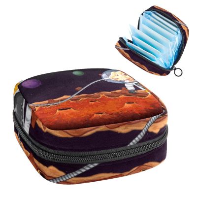 a Dog Cosmonaut in Space,Period Pouch Portable,Tampon Storage Bag,Tampon Holder for Purse Feminine Product Organizer