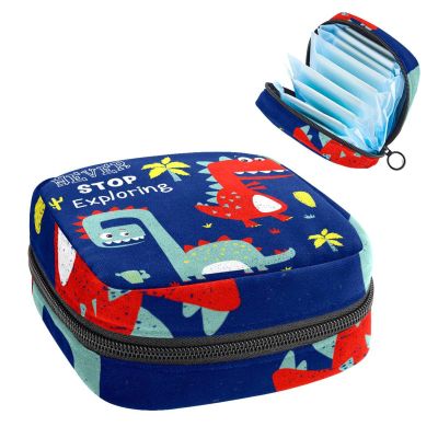 Dinosaur,Period Pouch Portable,Tampon Storage Bag,Tampon Holder for Purse Feminine Product Organizer