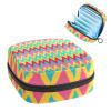 Period Pouch Portable Tampon Storage Bag,Tampon Holder for Purse Feminine Product Organizer,Yellow Pink Blue Green Chevron Pattern view 1