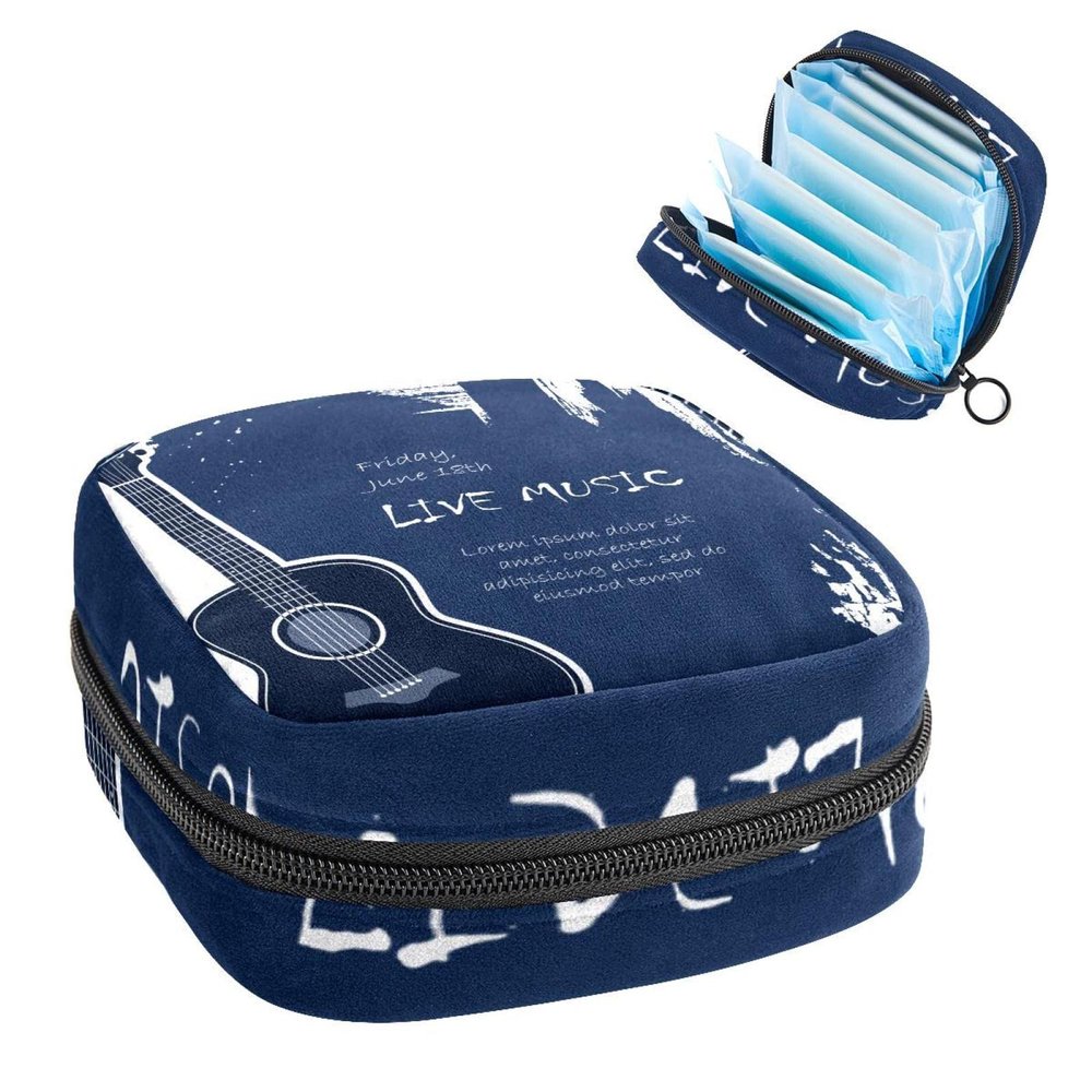 Acoustic Guitar Music,Period Pouch Portable,Tampon Storage Bag,Tampon Holder for Purse Feminine Product Organizer