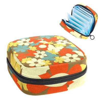 Colorful Flowers and Butterflies,Period Pouch Portable,Tampon Storage Bag,Tampon Holder for Purse Feminine Product Organizer