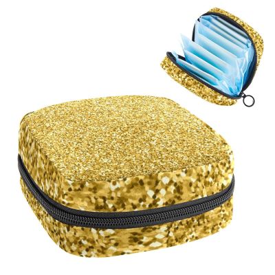 Yellow Paillette,Period Pouch Portable,Tampon Storage Bag,Tampon Holder for Purse Feminine Product Organizer