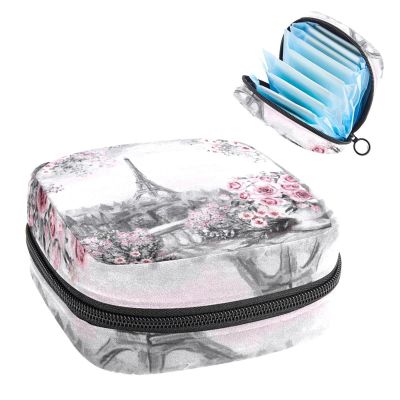 Eiffel TowerRoseBeautiful,Period Pouch Portable,Tampon Storage Bag,Tampon Holder for Purse Feminine Product Organizer
