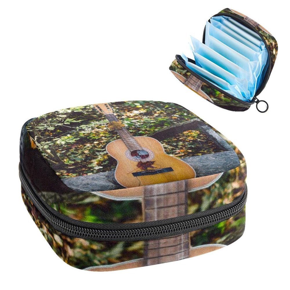 Acoustic Guitar Music Instrument,Period Pouch Portable,Tampon Storage Bag,Tampon Holder for Purse Feminine Product Organizer