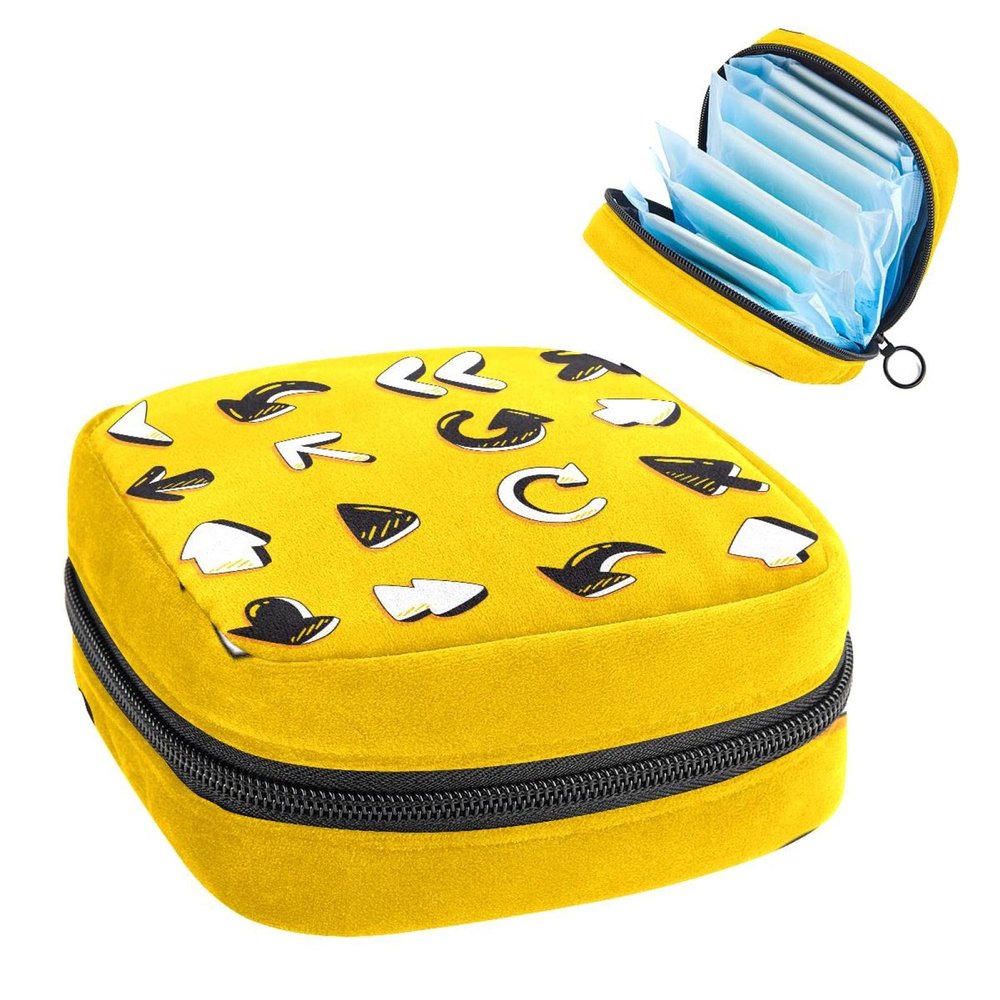 Arrow Collection Yellow,Period Pouch Portable,Tampon Storage Bag,Tampon Holder for Purse Feminine Product Organizer