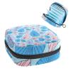 Blue Pink Leaves Pattern,Period Pouch Portable,Tampon Storage Bag,Tampon Holder for Purse Feminine Product Organizer view 1