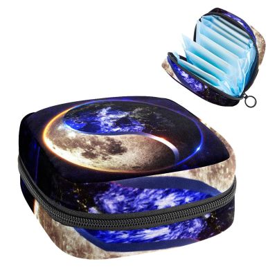 3D Yin Yang Moon Earth,Period Pouch Portable,Tampon Storage Bag,Tampon Holder for Purse Feminine Product Organizer