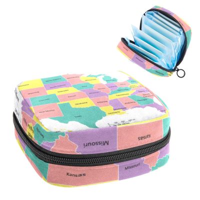 AmericamapKnowledge,Period Pouch Portable,Tampon Storage Bag,Tampon Holder for Purse Feminine Product Organizer