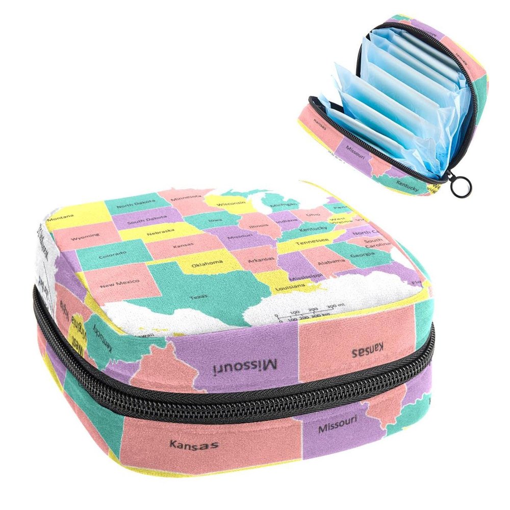 AmericamapKnowledge,Period Pouch Portable,Tampon Storage Bag,Tampon Holder for Purse Feminine Product Organizer