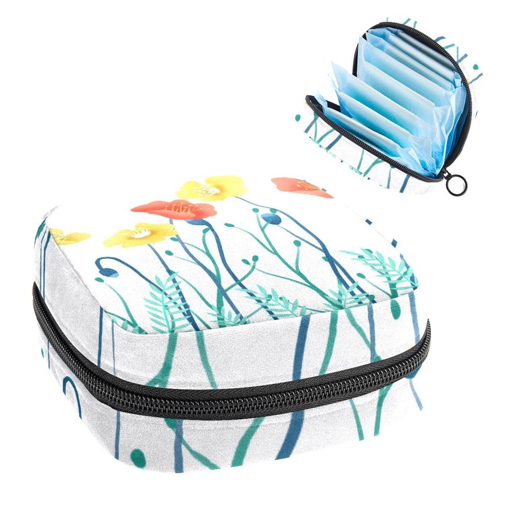 Art Flower Pattern,Period Pouch Portable,Tampon Storage Bag,Tampon Holder for Purse Feminine Product Organizer
