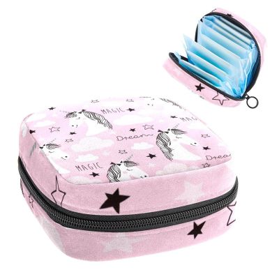 Period Pouch Portable Tampon Storage Bag,Tampon Holder for Purse Feminine Product Organizer,UnicornMagicPink