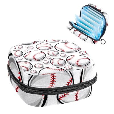 Baseball White,Period Pouch Portable,Tampon Storage Bag,Tampon Holder for Purse Feminine Product Organizer