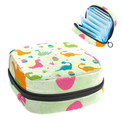 Colorful Dinosaurs Eggs,Period Pouch Portable,Tampon Storage Bag,Tampon Holder for Purse Feminine Product Organizer